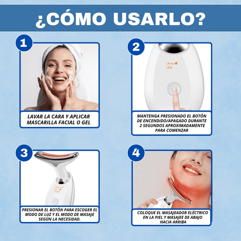 ✨Masajeador Facial 3 en 1-¡Despídete de arrugas, acné y flacidez en minutos!